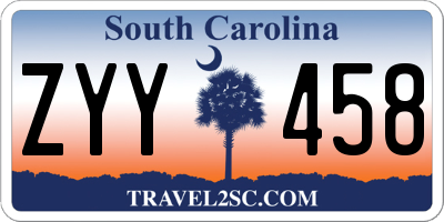 SC license plate ZYY458