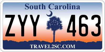 SC license plate ZYY463