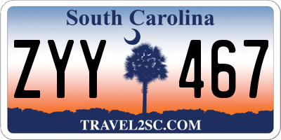 SC license plate ZYY467