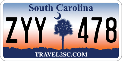 SC license plate ZYY478