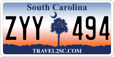 SC license plate ZYY494