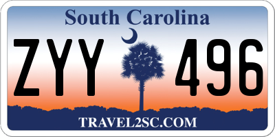 SC license plate ZYY496