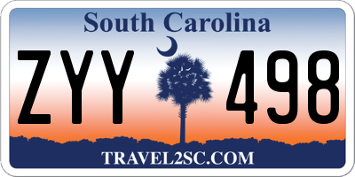 SC license plate ZYY498