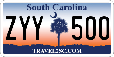 SC license plate ZYY500