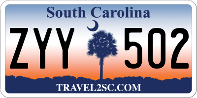 SC license plate ZYY502