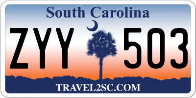 SC license plate ZYY503