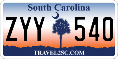 SC license plate ZYY540