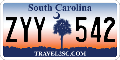 SC license plate ZYY542