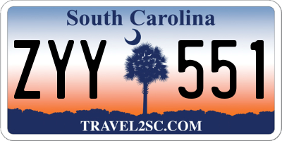 SC license plate ZYY551