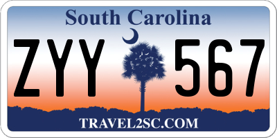 SC license plate ZYY567