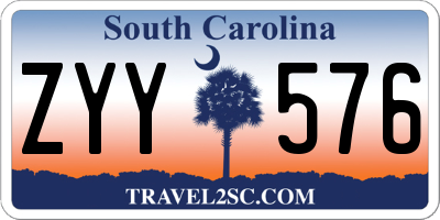 SC license plate ZYY576