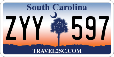 SC license plate ZYY597