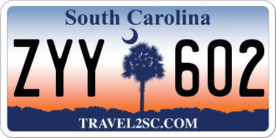 SC license plate ZYY602
