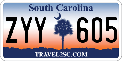 SC license plate ZYY605