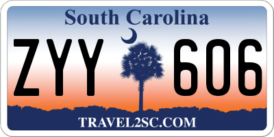 SC license plate ZYY606