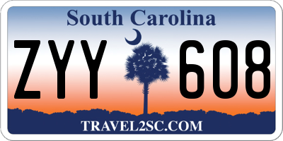SC license plate ZYY608