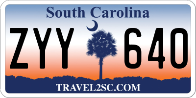 SC license plate ZYY640