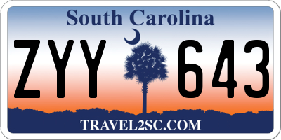 SC license plate ZYY643