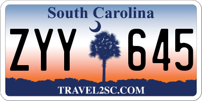 SC license plate ZYY645