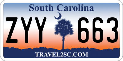 SC license plate ZYY663
