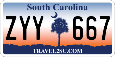 SC license plate ZYY667