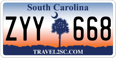 SC license plate ZYY668