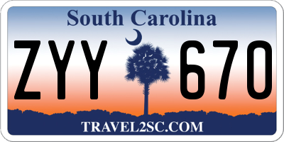 SC license plate ZYY670