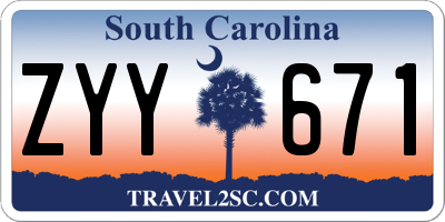 SC license plate ZYY671