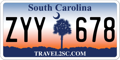 SC license plate ZYY678