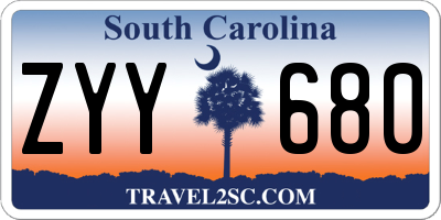 SC license plate ZYY680