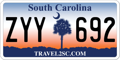 SC license plate ZYY692