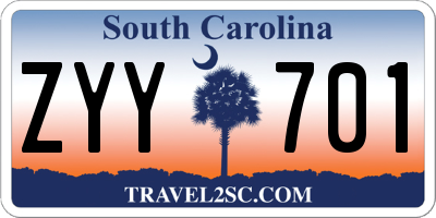 SC license plate ZYY701