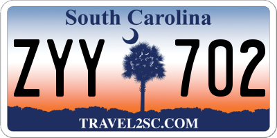 SC license plate ZYY702