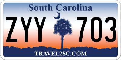 SC license plate ZYY703