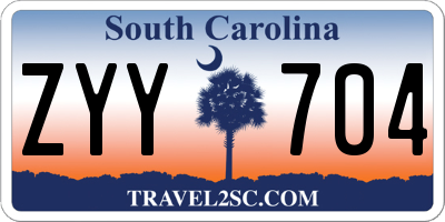 SC license plate ZYY704