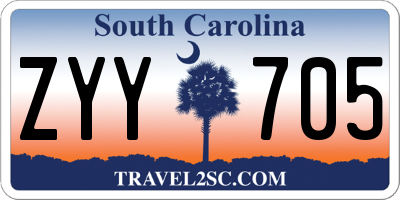 SC license plate ZYY705