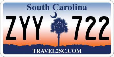 SC license plate ZYY722