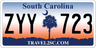 SC license plate ZYY723
