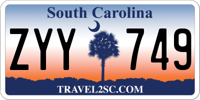 SC license plate ZYY749