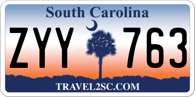 SC license plate ZYY763