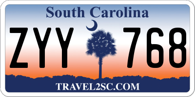 SC license plate ZYY768