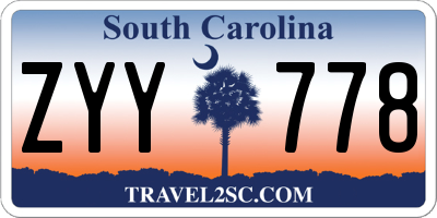 SC license plate ZYY778