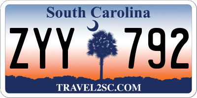 SC license plate ZYY792