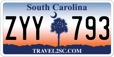SC license plate ZYY793