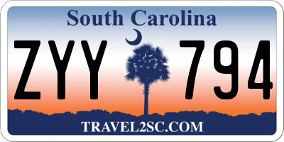 SC license plate ZYY794