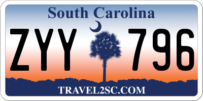 SC license plate ZYY796