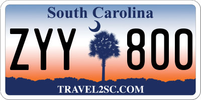 SC license plate ZYY800