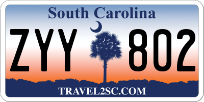 SC license plate ZYY802