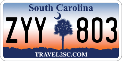 SC license plate ZYY803