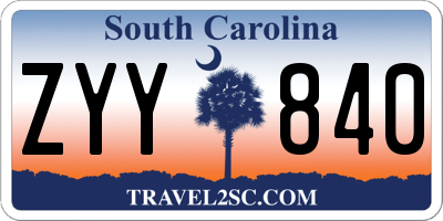 SC license plate ZYY840
